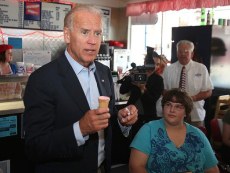 Vice President Joe Biden stopped for ice cream at Widner Drug and Gift in Manchester, Iowa on Tuesday, June 26, 2012. Biden said Tuesday, Mitt Romney was good at creating jobs throughout his career in the private sector just in countries other than the United States. (AP Photo/The Des Moines Register, Bryon Houlgrave)